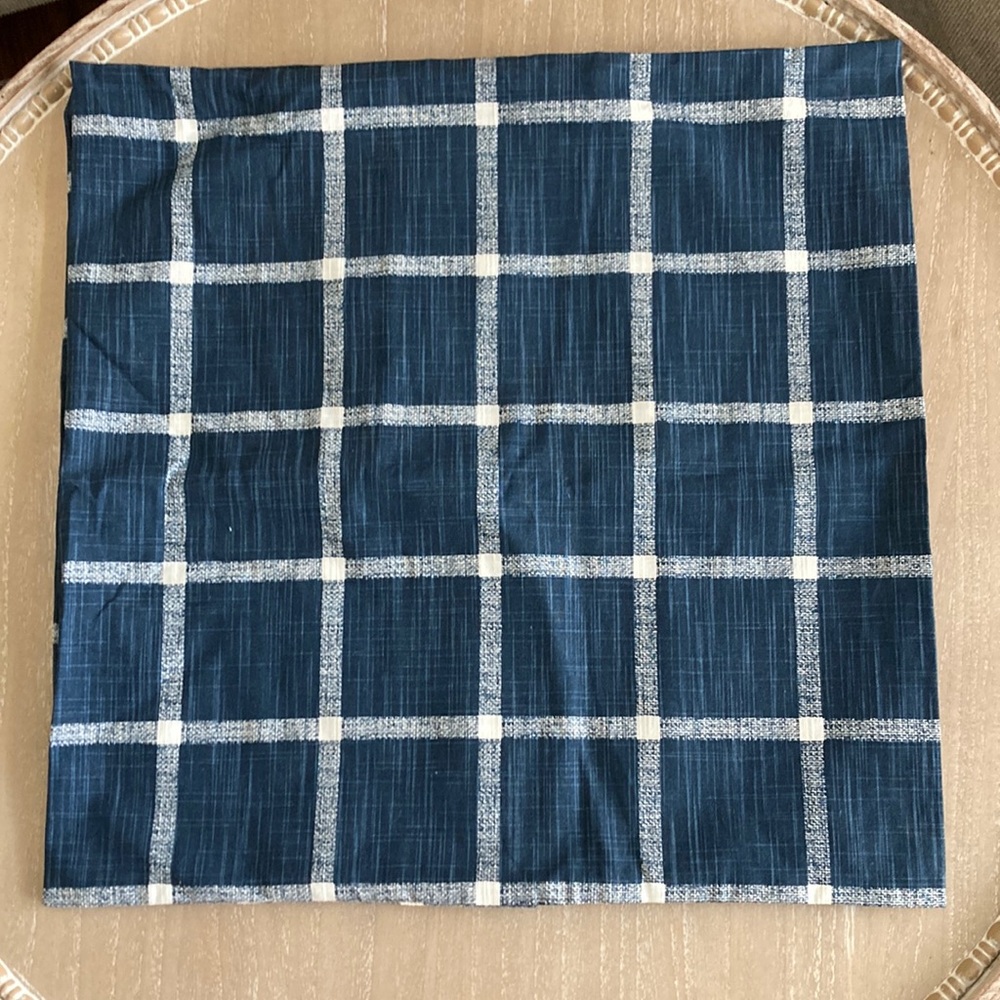 Blue and White Plaid Fabric pillow cover set of 2